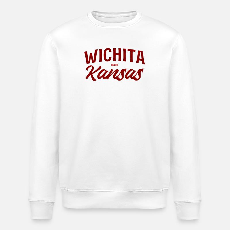 Wichita Kansas Rétro Script - Sweat bio ROLLER Stanley/Stella Unisexe - blanc
