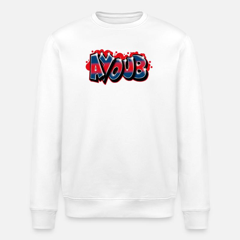 Graffiti First Name AYOUB - Stanley/Stella ROLLER Unisex Organic Sweatshirt - white
