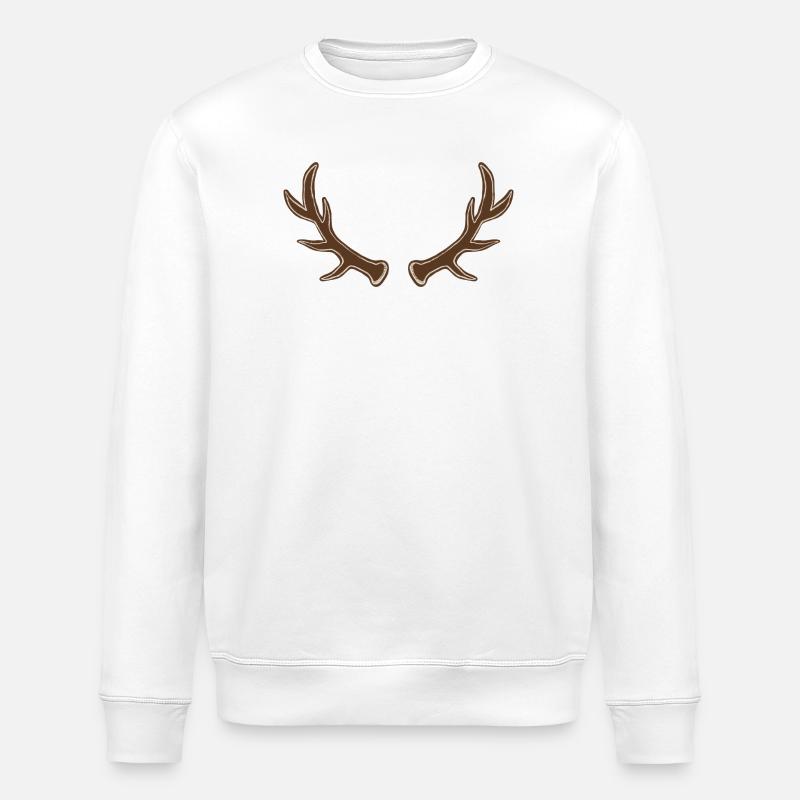 Rustikale Geweih-Silhouette - Stanley/Stella Unisex Bio-Sweatshirt ROLLER - Weiß