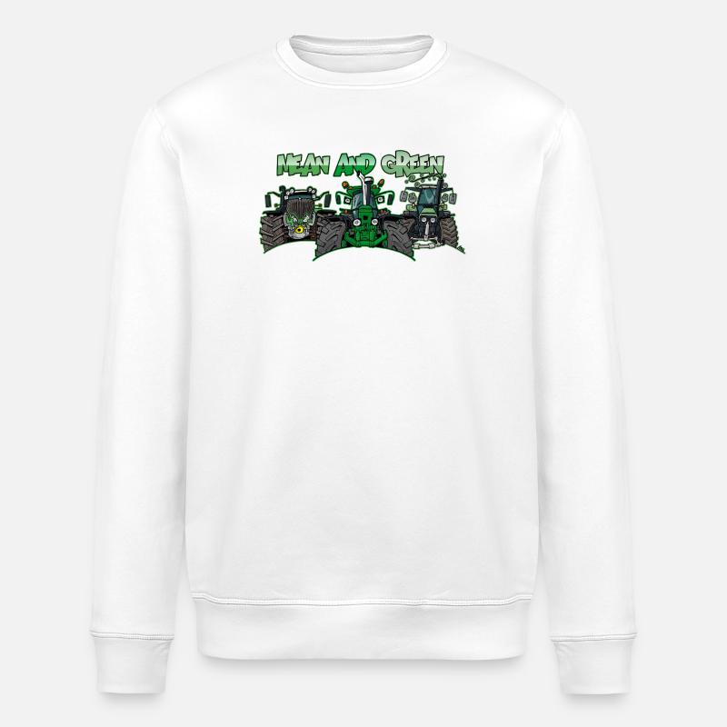 Tracteurs Différents et Verts - Sweat bio ROLLER Stanley/Stella Unisexe - blanc