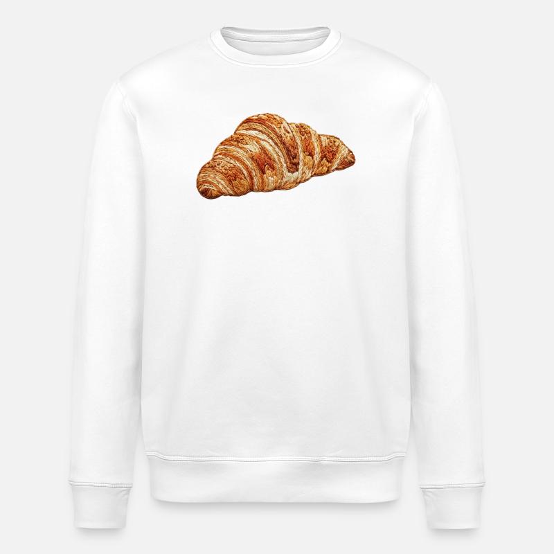 Croissant brodé (imprimé) - Sweat bio ROLLER Stanley/Stella Unisexe - blanc