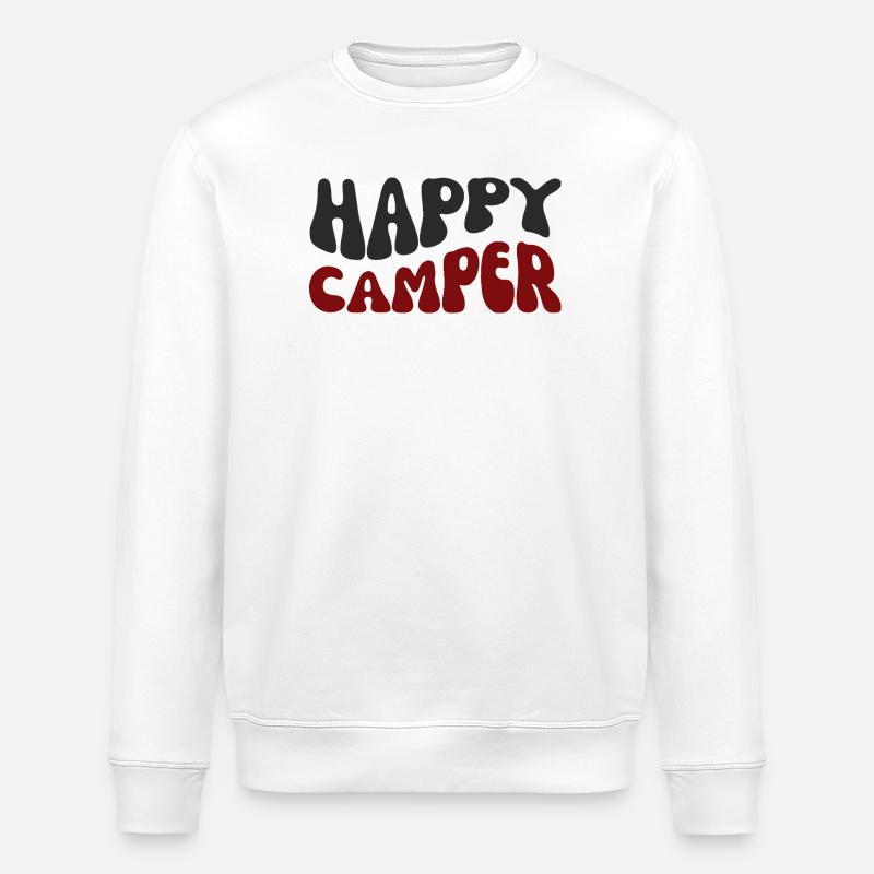 Happy Camper Retro Print - Stanley/Stella Unisex Bio-Sweatshirt ROLLER - Weiß