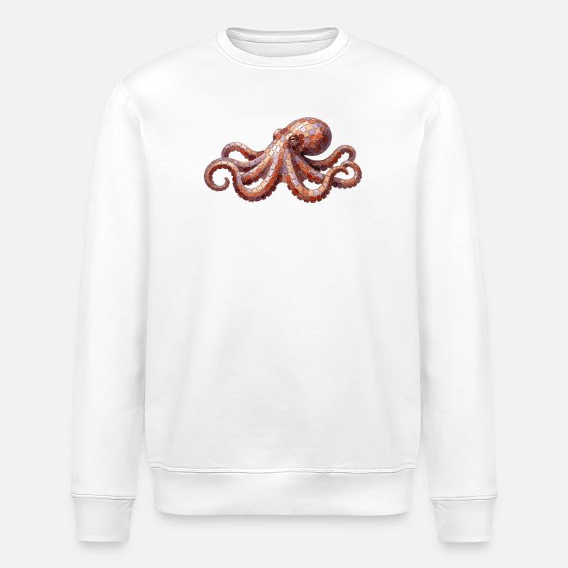Oktopus Mosaik - Künstlerisches Meeres-Design - Stanley/Stella Unisex Bio-Sweatshirt ROLLER - Weiß