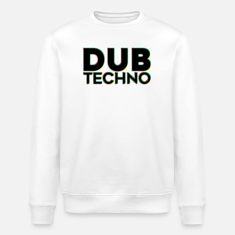 Dub Techno Neon Outline - Stanley/Stella ROLLER Unisex Organic Sweatshirt - white