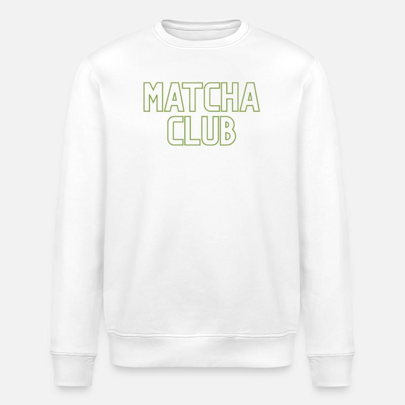 Matcha Club Logo - Stanley/Stella ROLLER Unisex Organic Sweatshirt - white