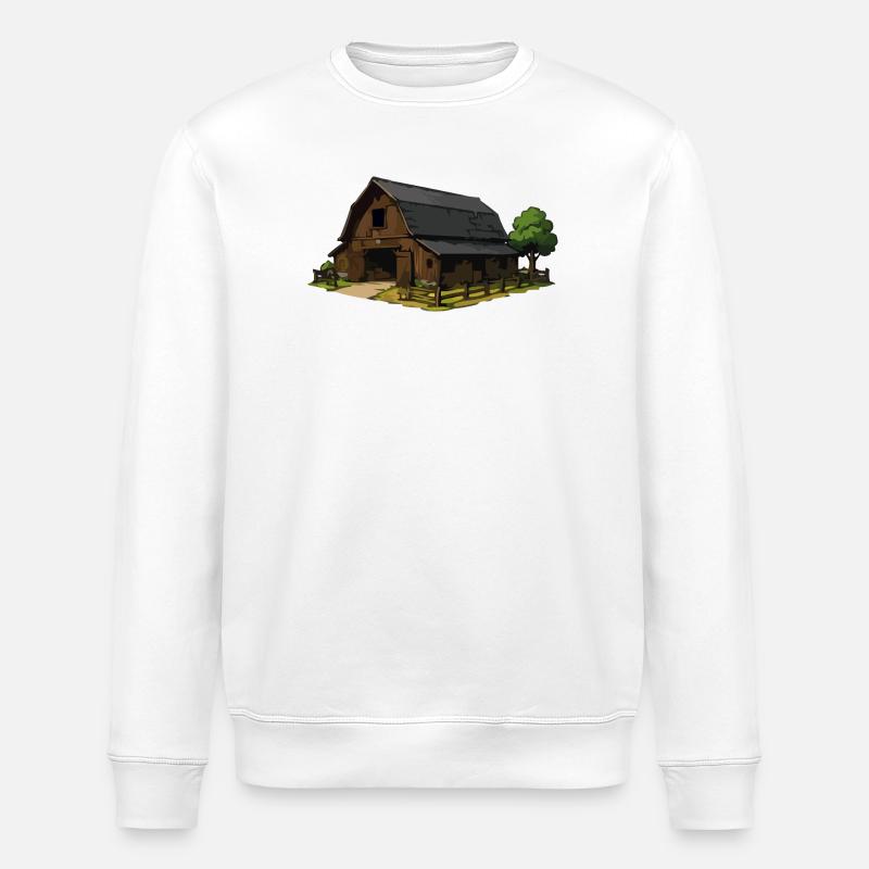 Rustikale Scheune Illustration - Stanley/Stella Unisex Bio-Sweatshirt ROLLER - Weiß