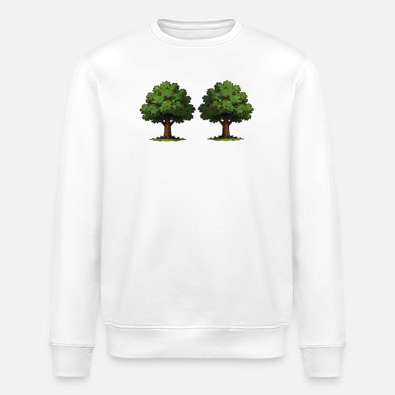 Double tree with red apples - Stanley/Stella ROLLER Unisex Organic Sweatshirt - white
