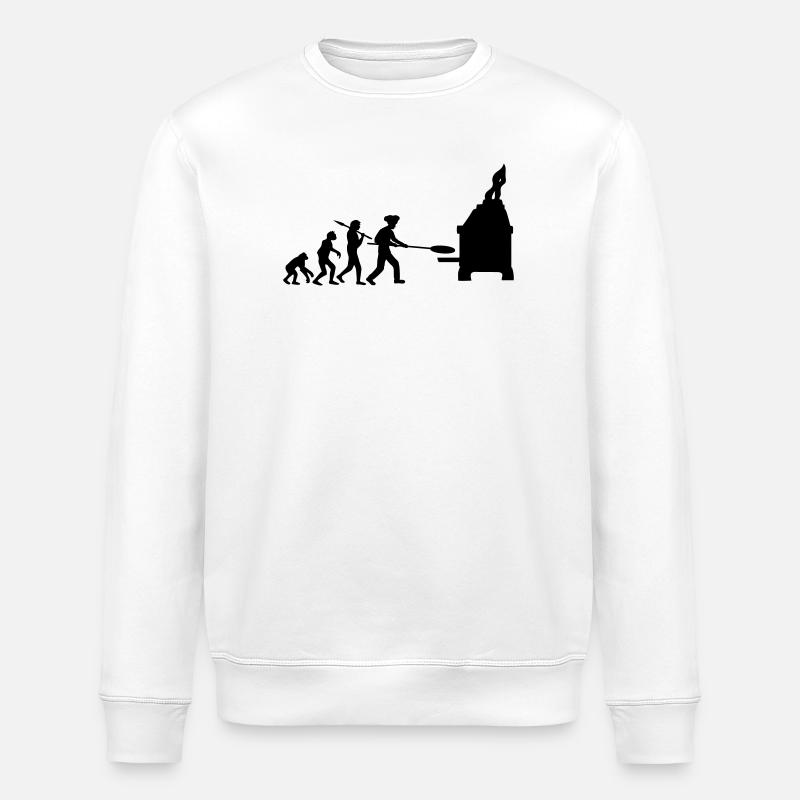 Evolution Pizza Bäcker - Stanley/Stella Unisex Bio-Sweatshirt ROLLER - Weiß