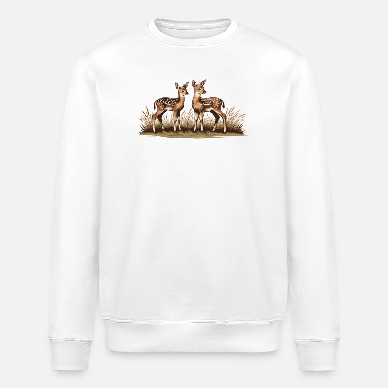 Rehe auf Wiese - Stanley/Stella Unisex Bio-Sweatshirt ROLLER - Weiß
