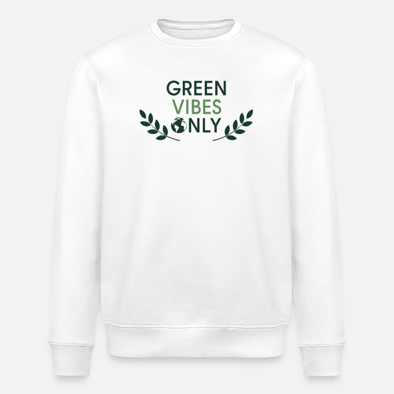 Green Vibes Only Minimal Nature - Stanley/Stella Unisex Bio-Sweatshirt ROLLER - Weiß