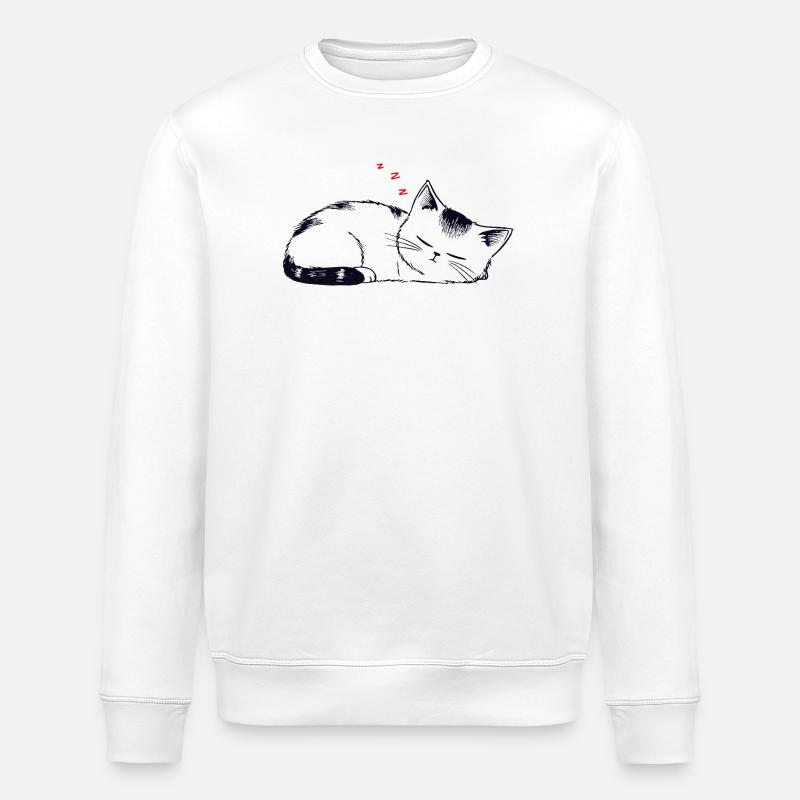 Chat endormi et coincé - Sweat bio ROLLER Stanley/Stella Unisexe - blanc