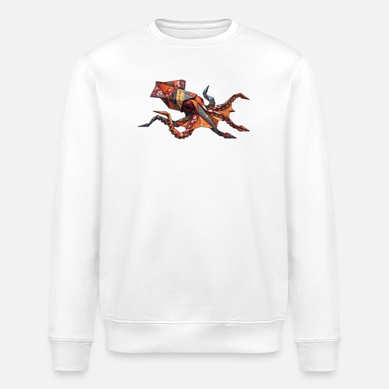 Origami Crab Patchwork - Stanley/Stella ROLLER Unisex Organic Sweatshirt - white