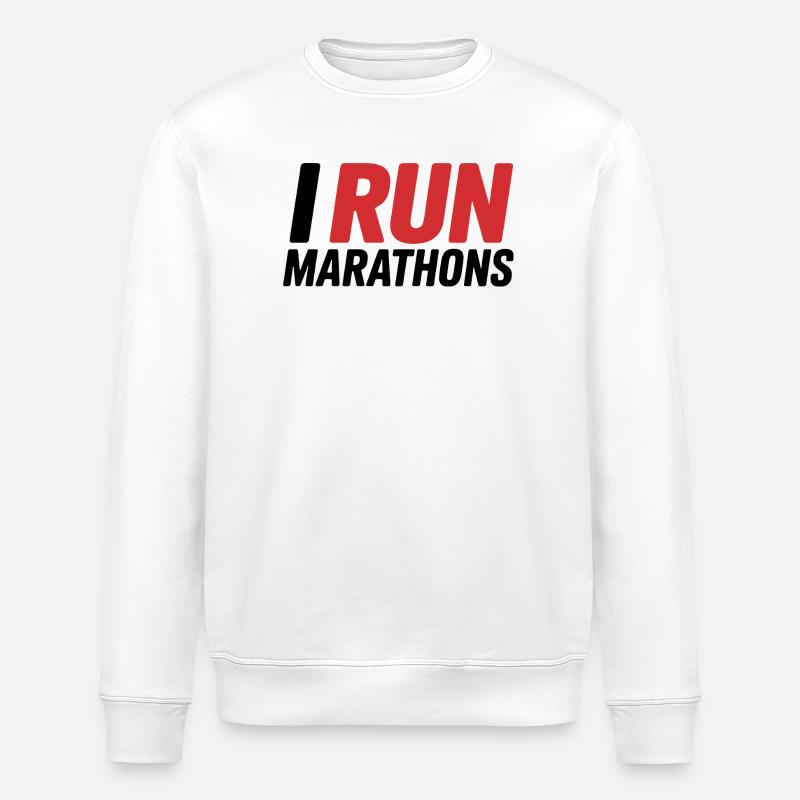 I Run Marathon Schriftzug - Stanley/Stella Unisex Bio-Sweatshirt ROLLER - Weiß