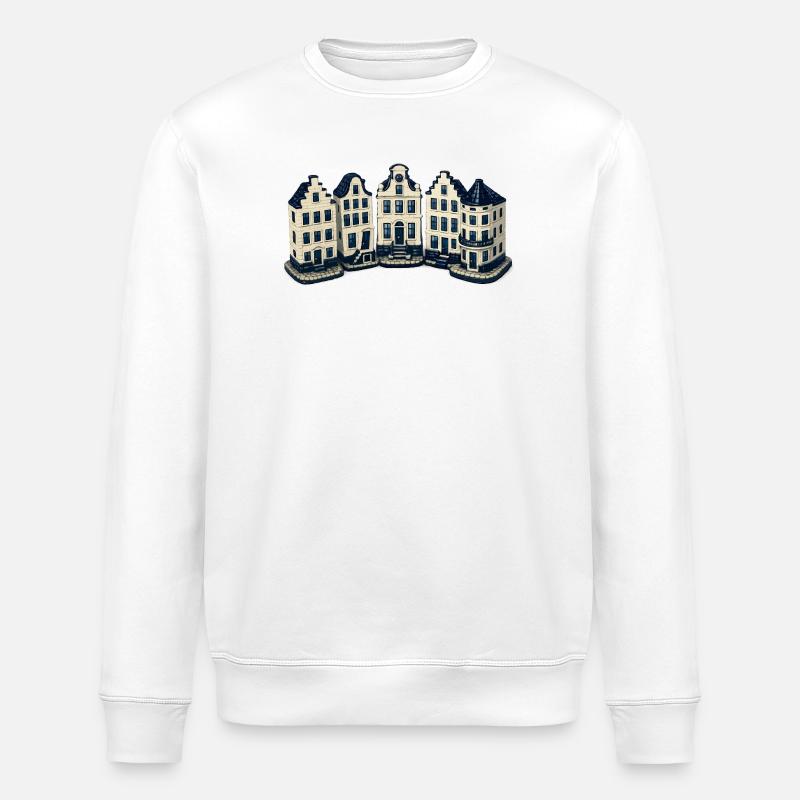 Delfter blaue Kanalhäuser - Stanley/Stella Unisex Bio-Sweatshirt ROLLER - Weiß