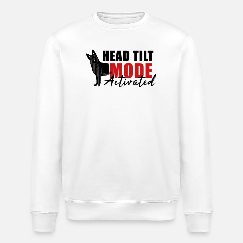 Schäfi Silhouette - Head Tilt linear Schäferhund - Stanley/Stella Unisex Bio-Sweatshirt ROLLER - Weiß