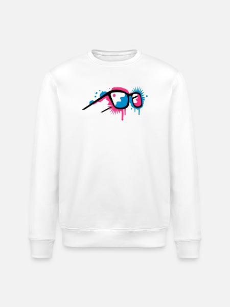 3D glasses in graffiti style - Stanley/Stella ROLLER Unisex Organic Sweatshirt - white