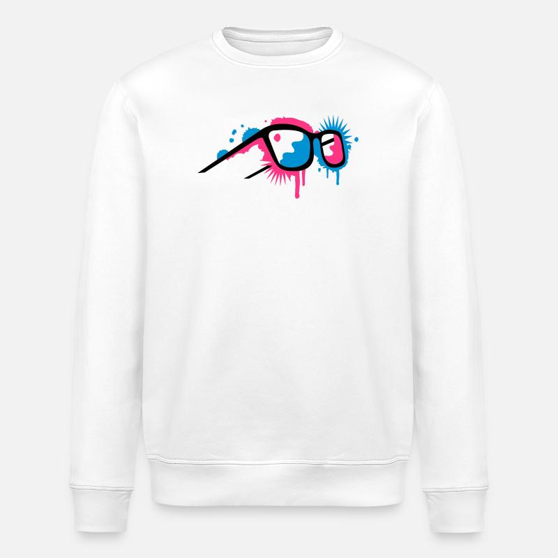 3D glasses in graffiti style - Stanley/Stella ROLLER Unisex Organic Sweatshirt - white