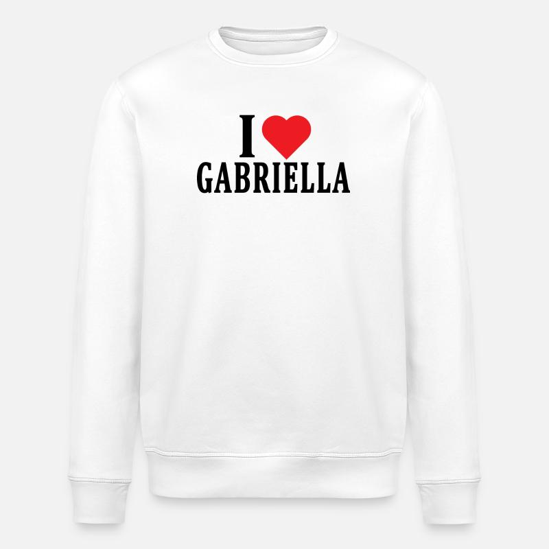 I love Gabriella T-Shirt Geschenkidee - Stanley/Stella Unisex Bio-Sweatshirt ROLLER - Weiß