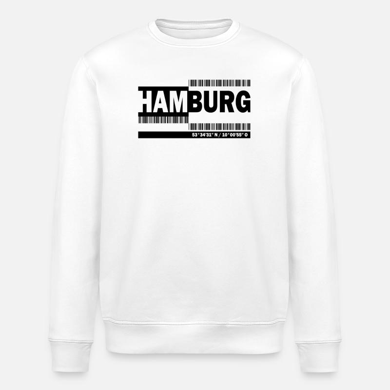 HAMBOURG - code-barres - Sweat bio ROLLER Stanley/Stella Unisexe - blanc