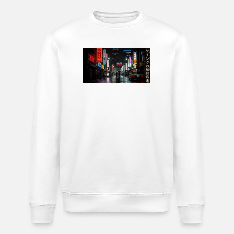 Nachtleben Tokios Neon-Straße - Stanley/Stella Unisex Bio-Sweatshirt ROLLER - Weiß