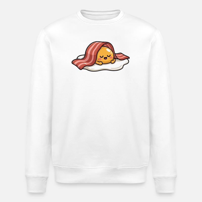 Sleeping Egg with Bacon Cartoon - Stanley/Stella Unisex Bio-Sweatshirt ROLLER - Weiß