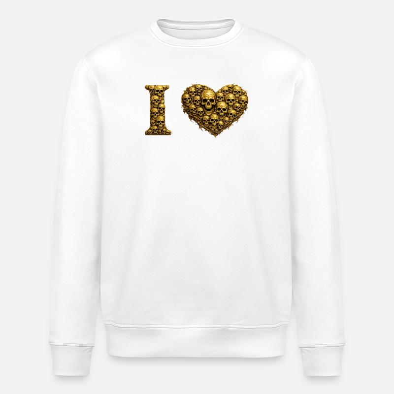 Cœur de crânes : Gothic Skull Love - Sweat bio ROLLER Stanley/Stella Unisexe - blanc