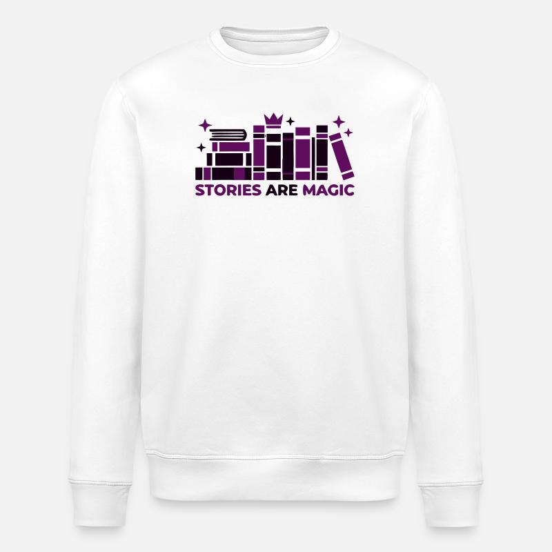 Bücherstapel Stories Are Magic - Stanley/Stella Unisex Bio-Sweatshirt ROLLER - Weiß