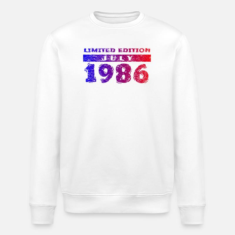 40th Birthday Limited Edition 07/1986 - Stanley/Stella ROLLER Unisex Organic Sweatshirt - white
