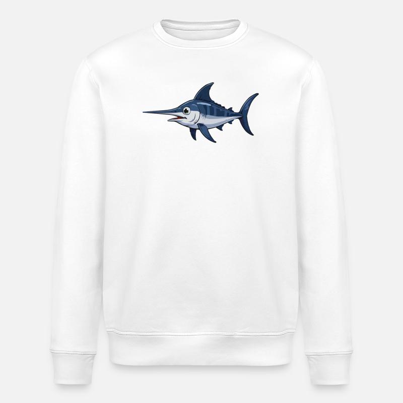 Marlin im Blau – Vektor - Stanley/Stella Unisex Bio-Sweatshirt ROLLER - Weiß