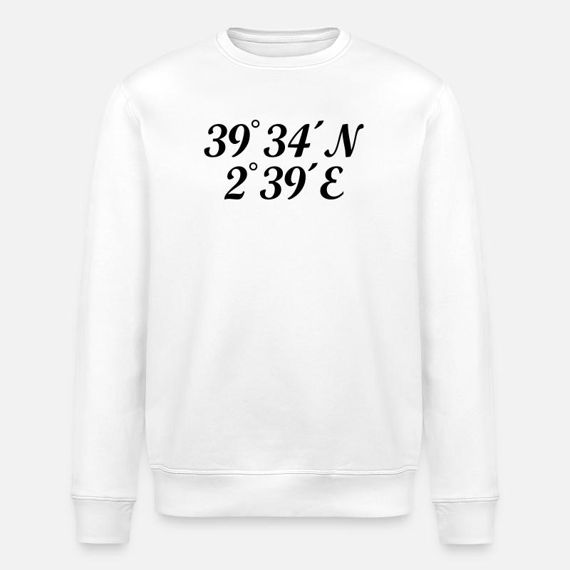 Coordonnées Palma de Majorque - Sweat bio ROLLER Stanley/Stella Unisexe - blanc