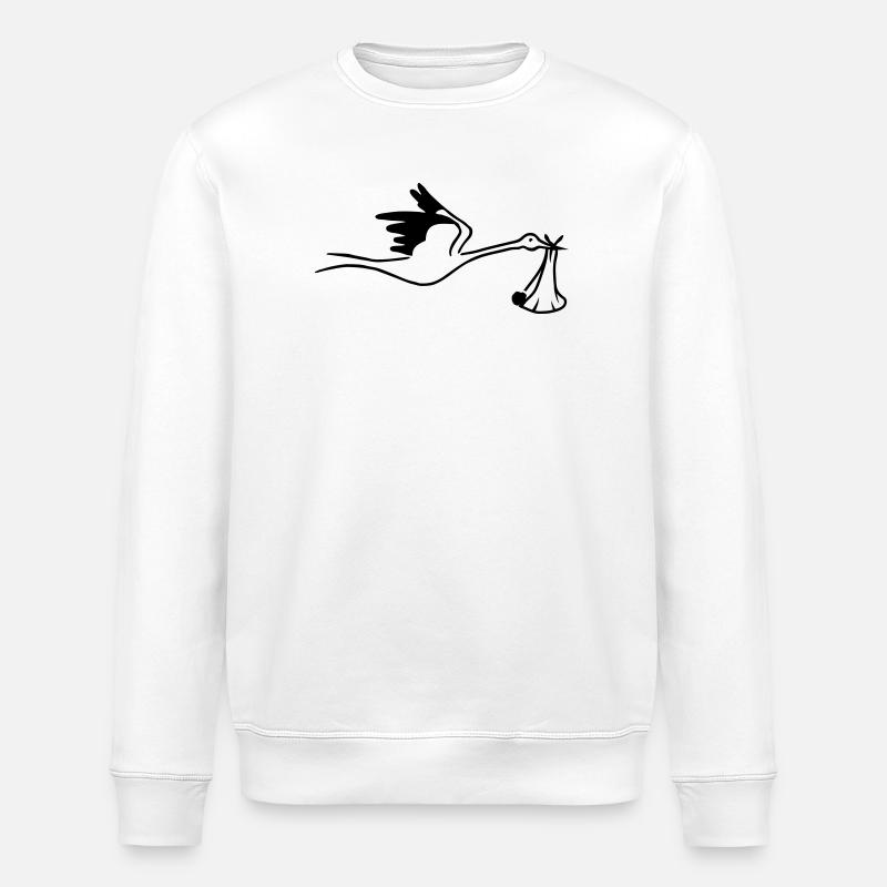 Cigogne avec bébé - Sweat bio ROLLER Stanley/Stella Unisexe - blanc