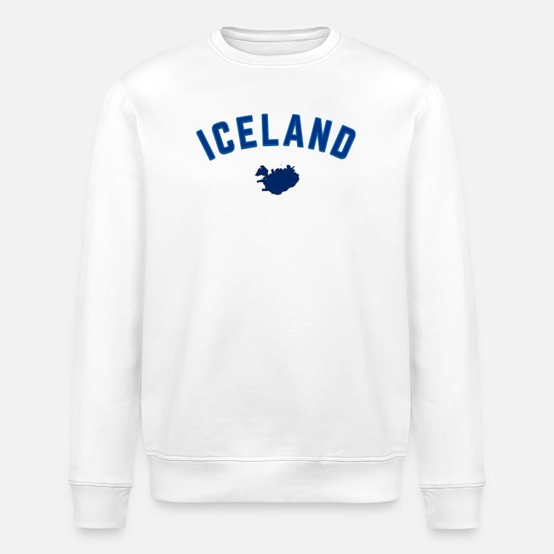 Iceland Blau Karte Bogen Design - Stanley/Stella Unisex Bio-Sweatshirt ROLLER - Weiß