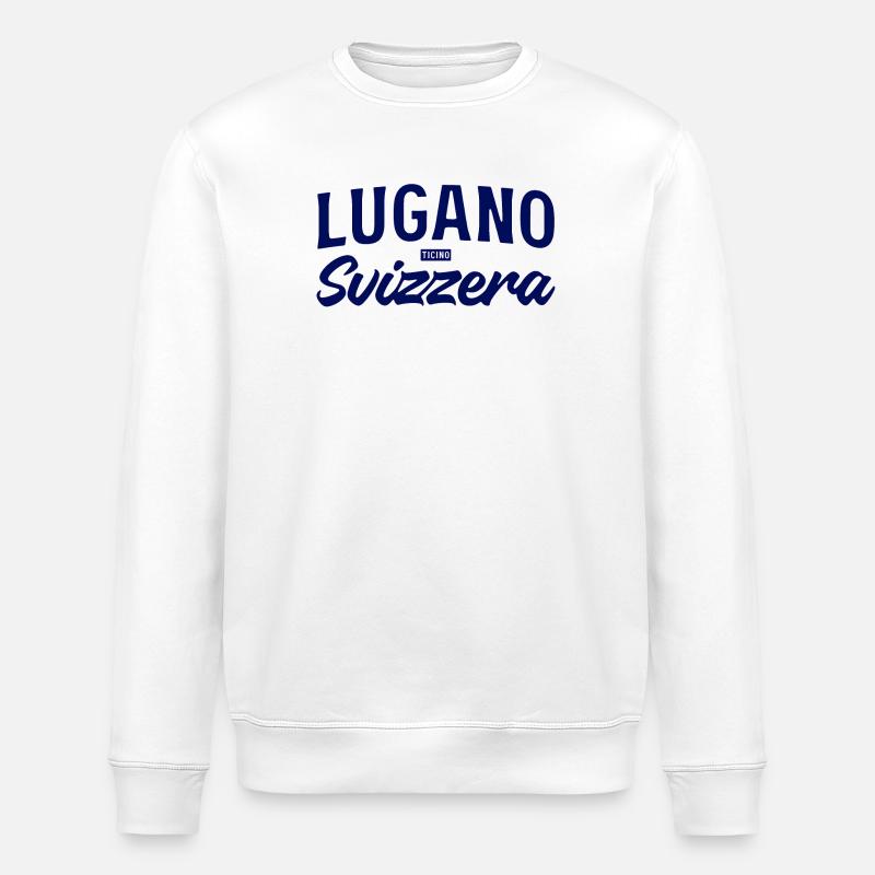 Lugano Svizzera Script Design - Stanley/Stella ROLLER Unisex Organic Sweatshirt - white