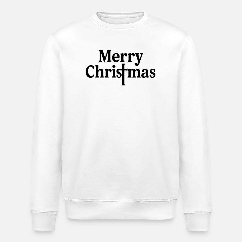 Merry Christmas Lettering Typo - Stanley/Stella ROLLER Unisex Organic Sweatshirt - white