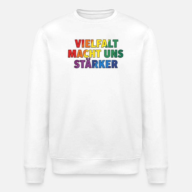 Diversity makes us stronger – Regenbogen Design - Stanley/Stella ROLLER Unisex Organic Sweatshirt - white