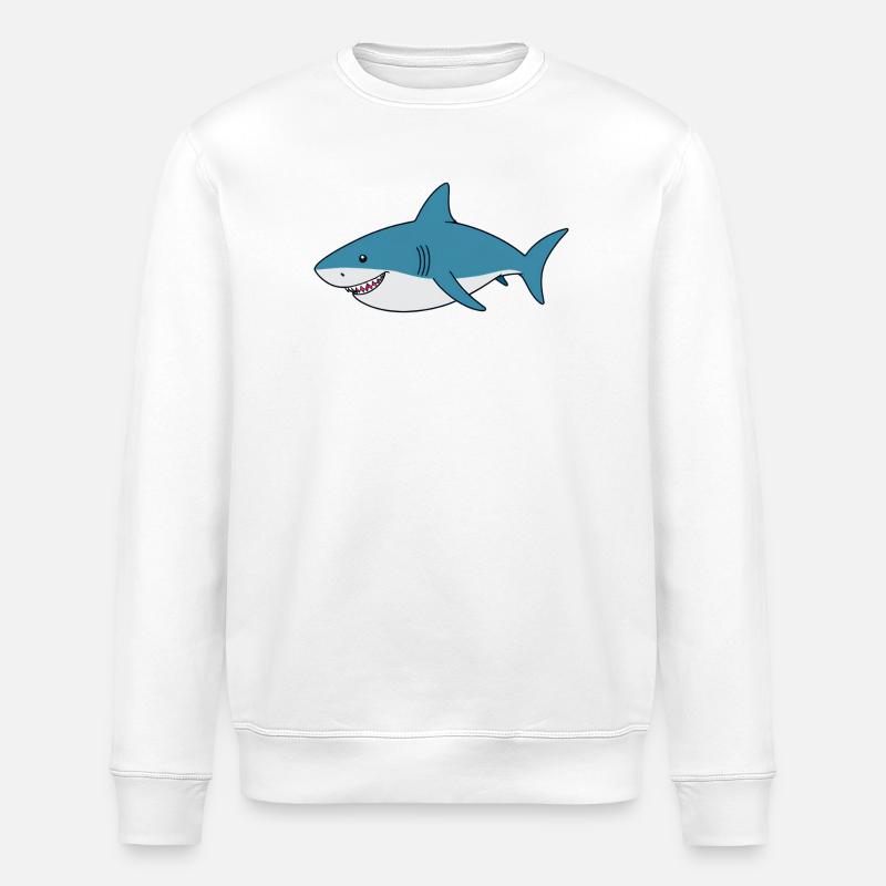 Karikaturhai mit breitem Lächeln - Stanley/Stella Unisex Bio-Sweatshirt ROLLER - Weiß
