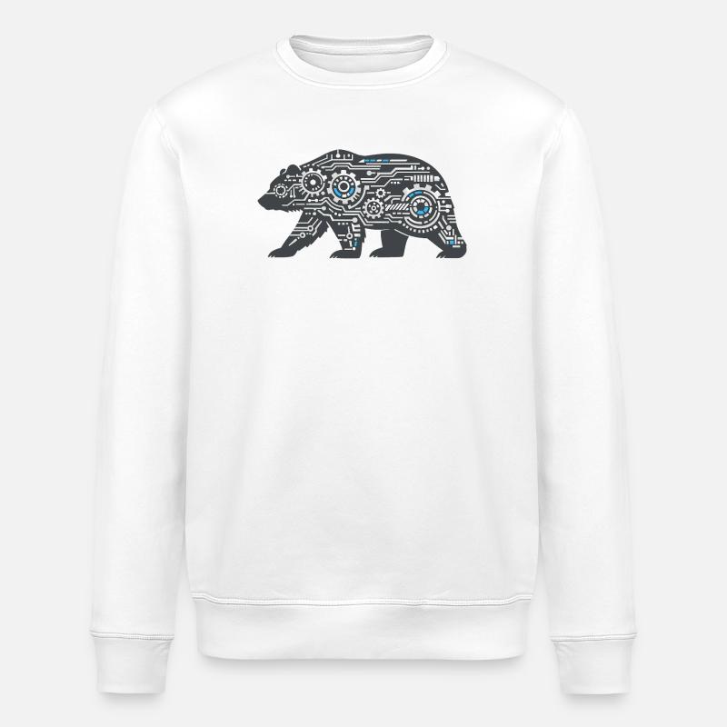 Kibernetic Bear Circuit Pattern - Stanley/Stella ROLLER Unisex Organic Sweatshirt - white