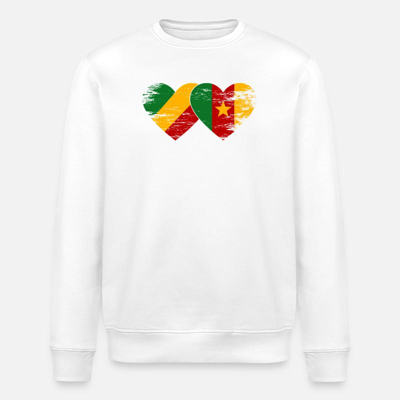 Kongo_Kamerun_Flagge_Herz_used - Stanley/Stella ROLLER Unisex Organic Sweatshirt - white