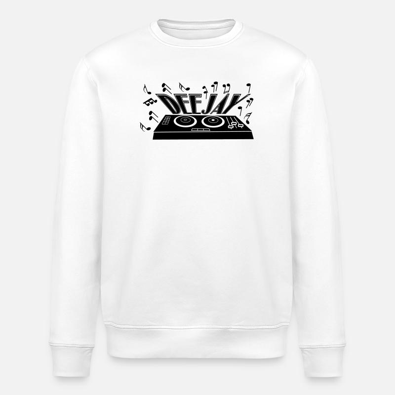 Deejay with turntable and tones - Stanley/Stella ROLLER Unisex Organic Sweatshirt - white
