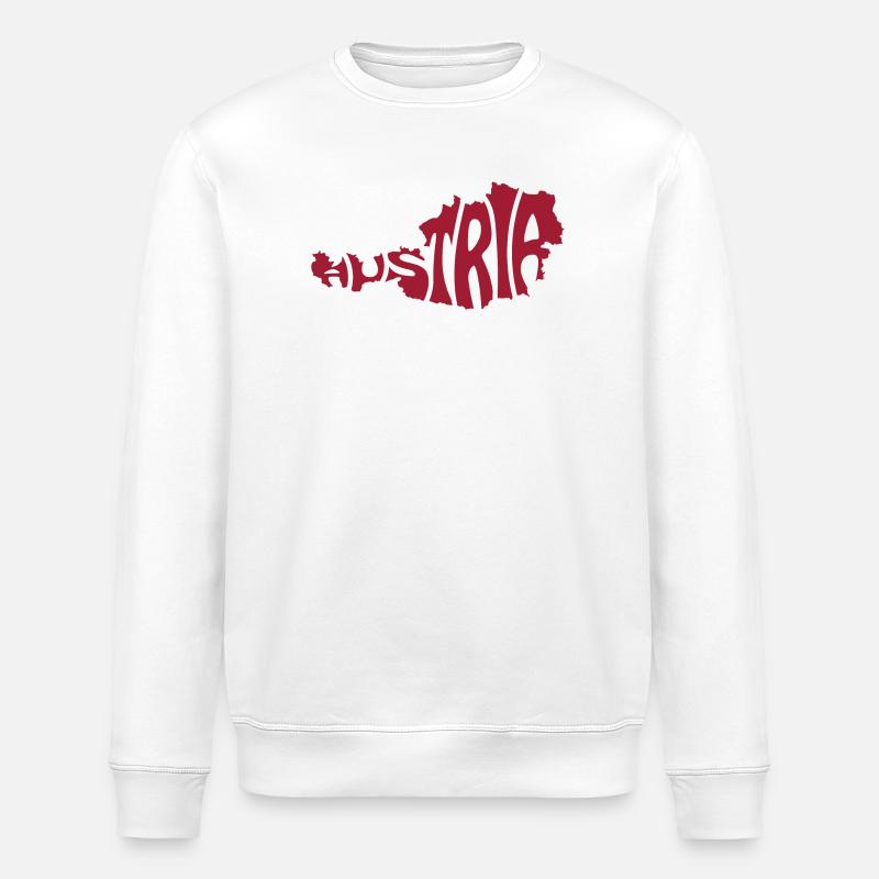 Austria Map Typography - Stanley/Stella ROLLER Unisex Organic Sweatshirt - white