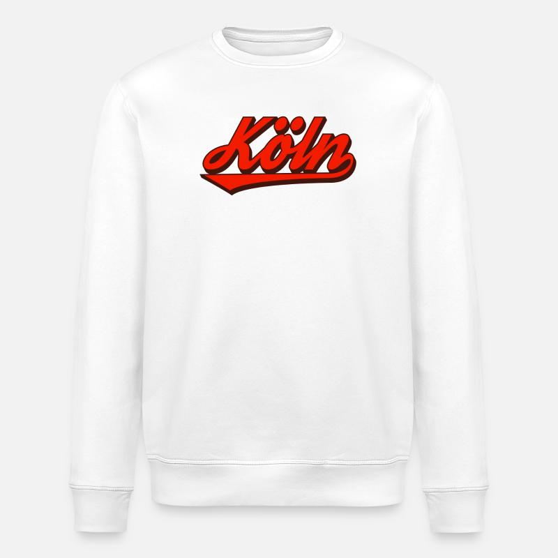 Cologne Retro Script Logo Red - Stanley/Stella ROLLER Unisex Organic Sweatshirt - white