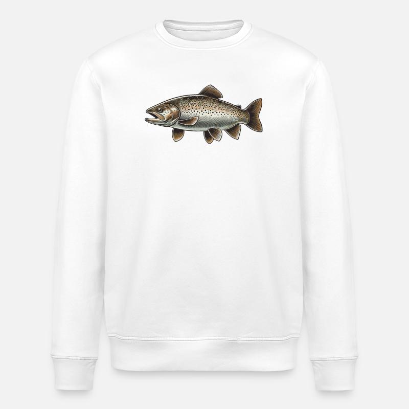 Trout - Stanley/Stella ROLLER Unisex Organic Sweatshirt - white