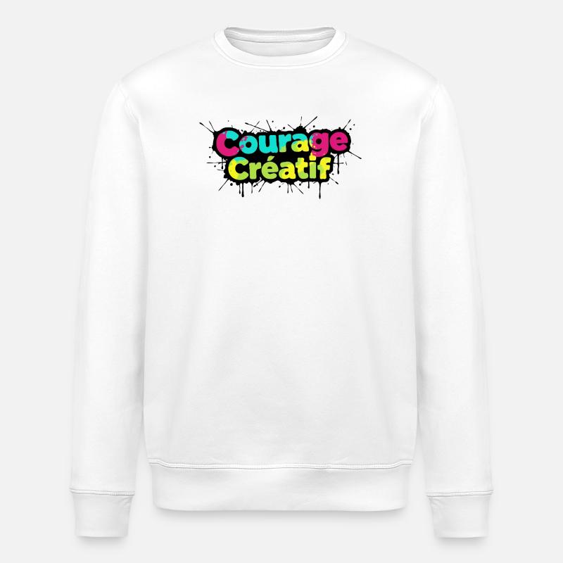 Courage Créatif Bunte Typografie - Stanley/Stella Unisex Bio-Sweatshirt ROLLER - Weiß