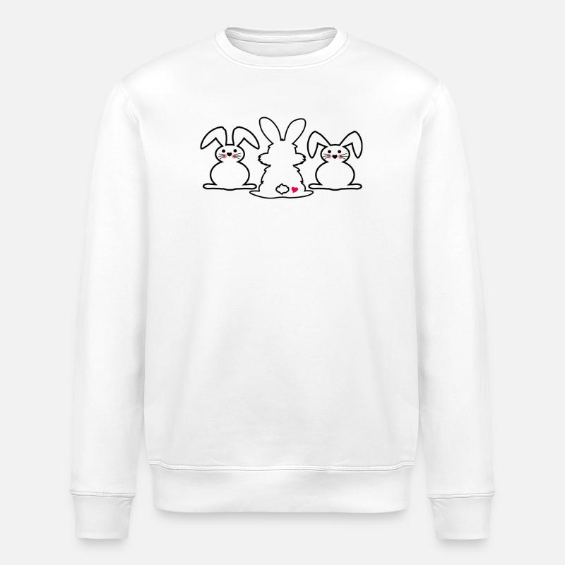 three Easter bunnies - Stanley/Stella ROLLER Unisex Organic Sweatshirt - white