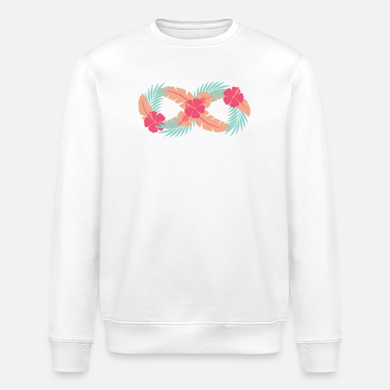 Cercle tropical d’hibiscus - Sweat bio ROLLER Stanley/Stella Unisexe - blanc