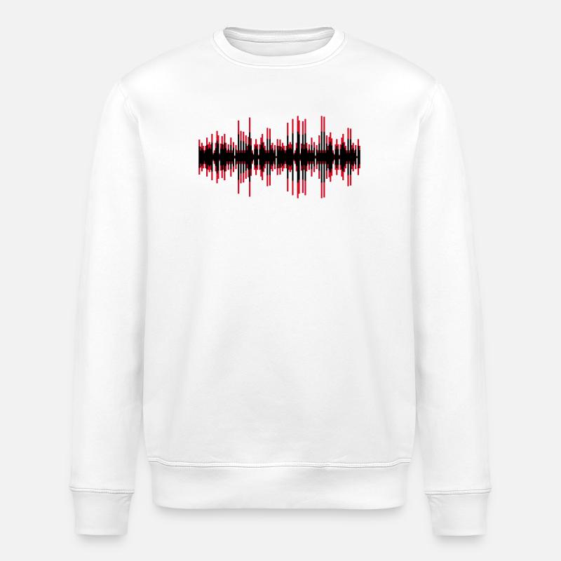Red Pulse Waves Audio Track - Stanley/Stella ROLLER Unisex Organic Sweatshirt - white