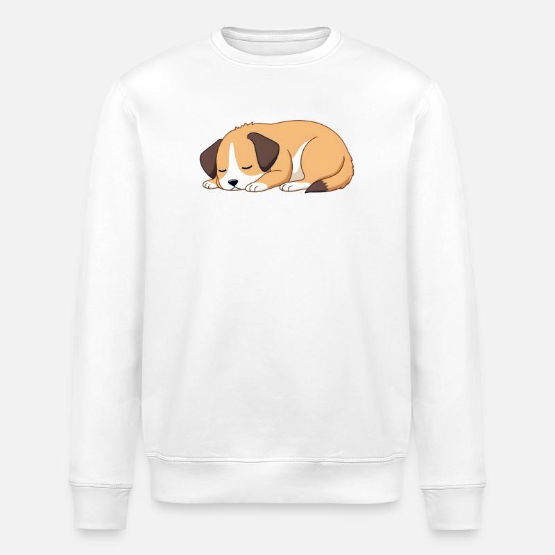 sleeping dog - Stanley/Stella ROLLER Unisex Organic Sweatshirt - white