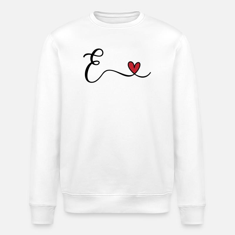 Letter E Monogram - Stanley/Stella ROLLER Unisex Organic Sweatshirt - white