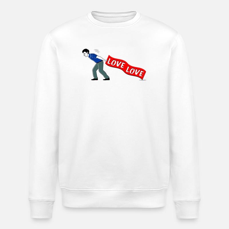 MEN PULL LOVE Banner - Stanley/Stella ROLLER Unisex Organic Sweatshirt - white
