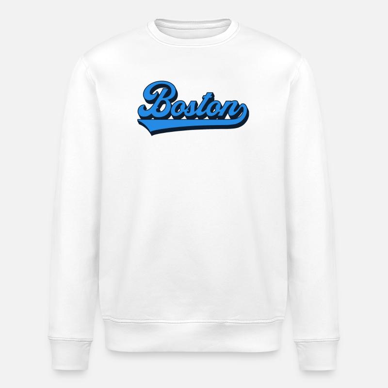 Boston Blue Script Retro - Stanley/Stella ROLLER Unisex Organic Sweatshirt - white